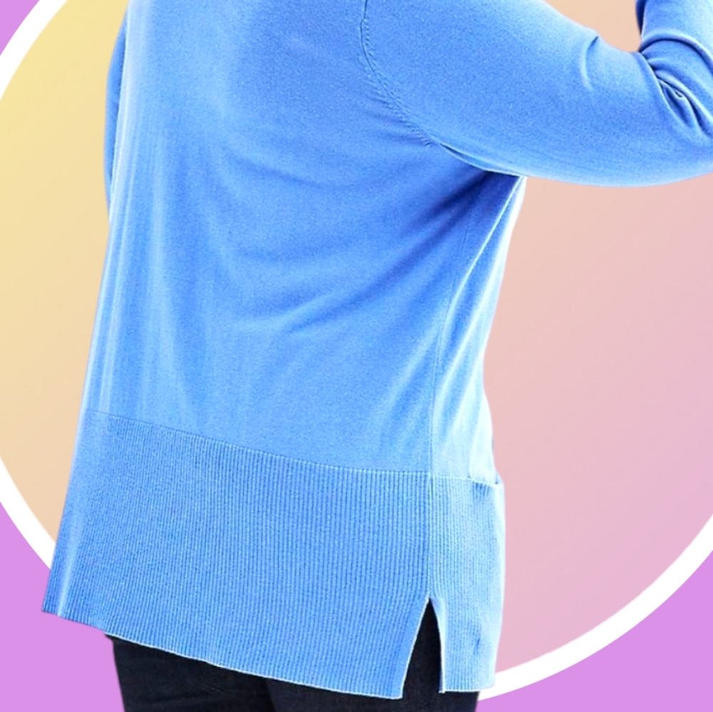 NWT 1XL Open Front Cardigan w 2 Pockets Lt Blue - Picture 4 of 11